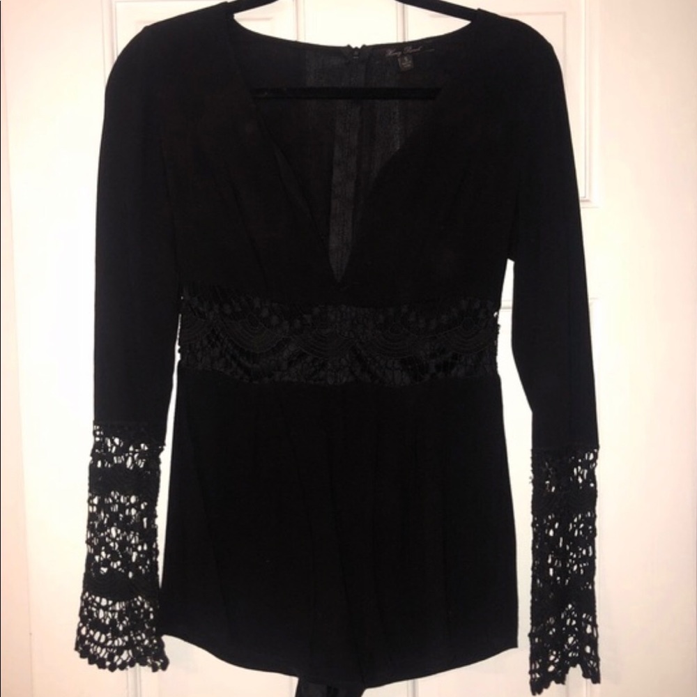 Honey Punch black Crochet romper